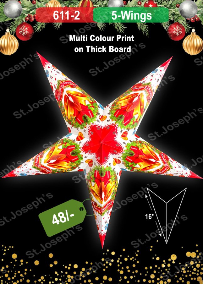 Xmas colour printed Stars from Josarts Offset, India